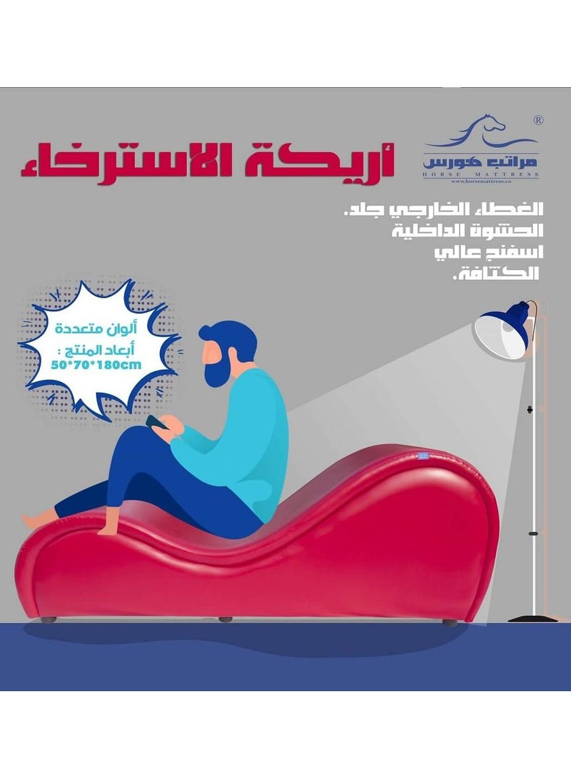 HORSE MATTRESS Leather Chaise Longue Very Comfortable 1-Seater Sofa With Modern Design For Living Room And Bedroom 70x180x50 cm- Red - Image 3